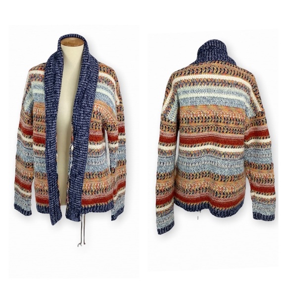 ANTHROPOLOGIE KNITTED & KNOTTED Michela Cardigan Red Motif NWT Size Small - Picture 2 of 13